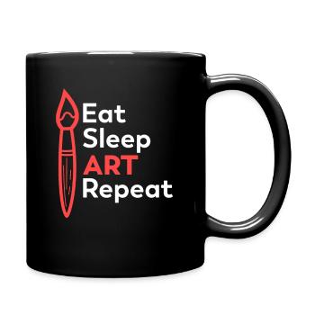 Eat Sleep Art Repeat - Funny Art - Full Colour Mug - black - Right