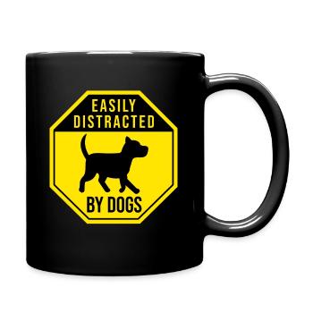 Easily distracted by Dogs funny dog cute puppies - Mug uni - noir - Droite