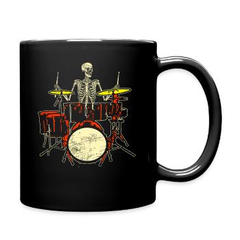 Skelet Schlagzeuger Schlagzeug Trommler Halloween - Tasse einfarbig - Schwarz - Rechts