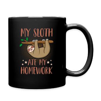 Faultier Faul Faul sein Geschenk - Tasse einfarbig - Schwarz - Rechts