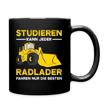 Radlader Baustelle lustiger Spruch Vatertag - Tasse einfarbig - Schwarz - Rechts