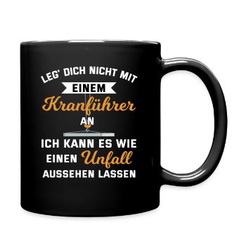 Kranführer Bauarbeiter Spruch Baustelle Geschenk - Tasse einfarbig - Schwarz - Rechts