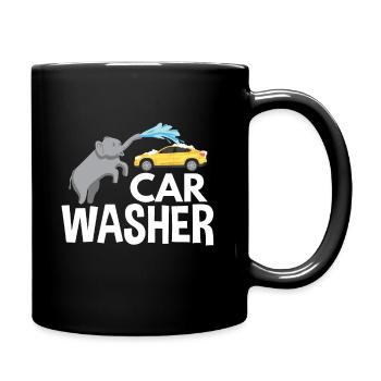An elephant of the cars washes with the trunk - Full Colour Mug - black - Right