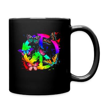 Hippie Butterflies Hippies Flower Power Années 60 - Mug uni - noir - Droite