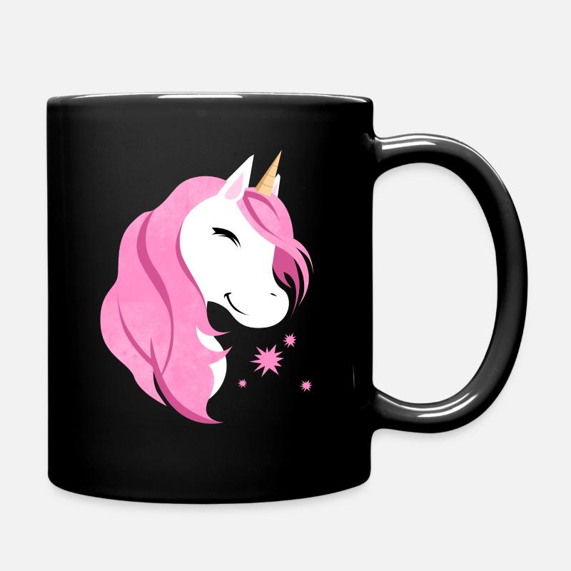 Pink unicorn cute - Full Colour Mug - black