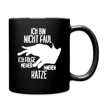 Katze Katzen Faul Katzenshirt Katzen Geschenkidee - Tasse einfarbig - Schwarz - Rechts