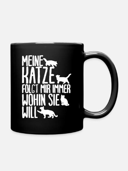 Katzen Katze Katzenshirt Katze Geschenkidee - Tasse einfarbig - Schwarz