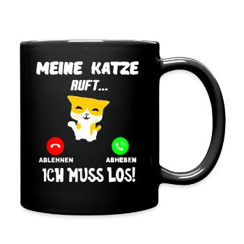 Katze Katzen Faul Katzenshirt Katzen Geschenkidee - Tasse einfarbig - Schwarz - Rechts