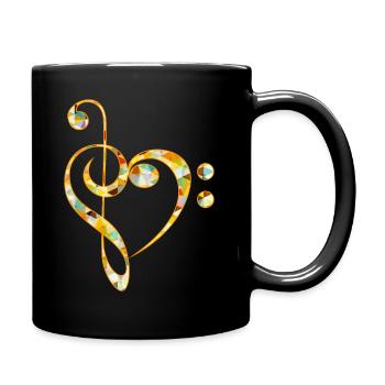 Bass Schlüssel Musik Herz Musikinstrument Musiker - Tasse einfarbig - Schwarz - Rechts