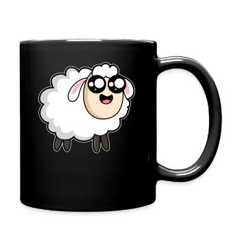 Schaf Comic Cartoon - Tasse einfarbig - Schwarz - Rechts