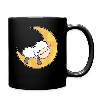 Mouton lune dormir mignon - Mug uni - noir - Droite