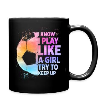 Soccer Girls Statement Soccer Player - Full Colour Mug - black - Right