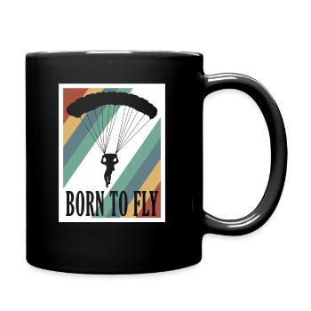 Born To Fly Cool skydiver graphic - Full Colour Mug - black - Right