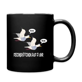 Moin Möwen norddeutsch plattdeutsch - Tasse einfarbig - Schwarz - Rechts