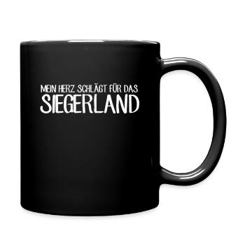Mein Herz schlägt für das Siegerland Siegen NRW - Tasse einfarbig - Schwarz - Rechts