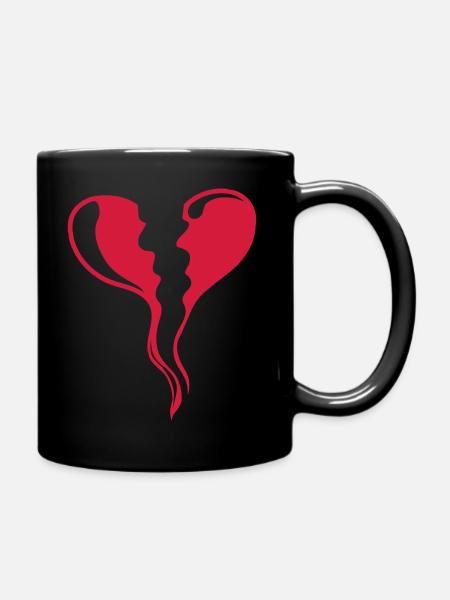 Herz Zerbrochen Liebeskummer - Tasse einfarbig - Schwarz