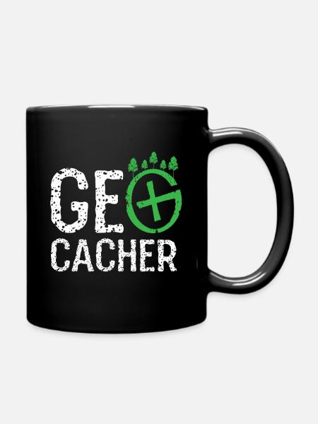 geocaching, cache, gps, geocache, geocacher, logbu - Full Colour Mug - black