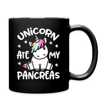 Unicorn pancreas diabetes funny diabetic - Full Colour Mug - black - Right