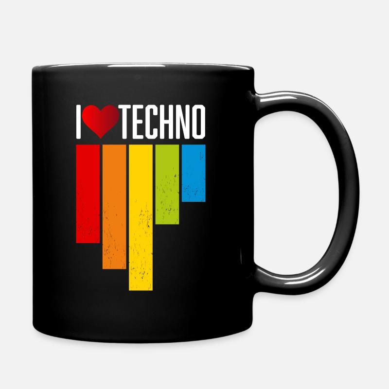 I love Techno - Full Colour Mug - black