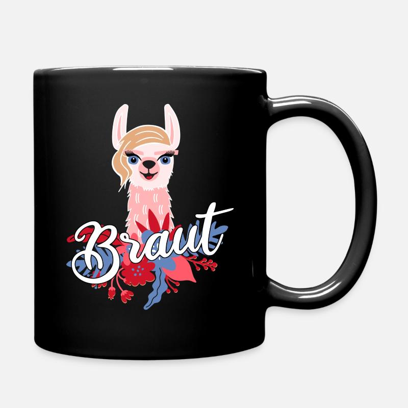 Braut Alpaka Lama Geschenk zum Polterabend - Tasse einfarbig - Schwarz