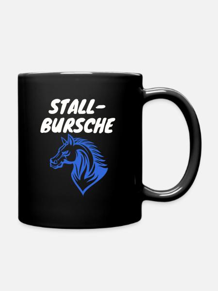Kinder und Jungen Pferde-Design Stallbursche - Tasse einfarbig - Schwarz