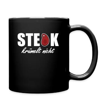 Steak Krümelt Nicht Fleischliebhaber Spruch - Tasse einfarbig - Schwarz - Rechts