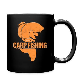 Karpfen Fischen Text - Tasse einfarbig - Schwarz - Rechts