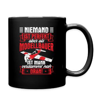 Niemand Perfekt Modellbauer Modellflieger - Tasse einfarbig - Schwarz - Rechts