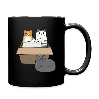 Katzen in einer Box - Tasse einfarbig - Schwarz - Rechts