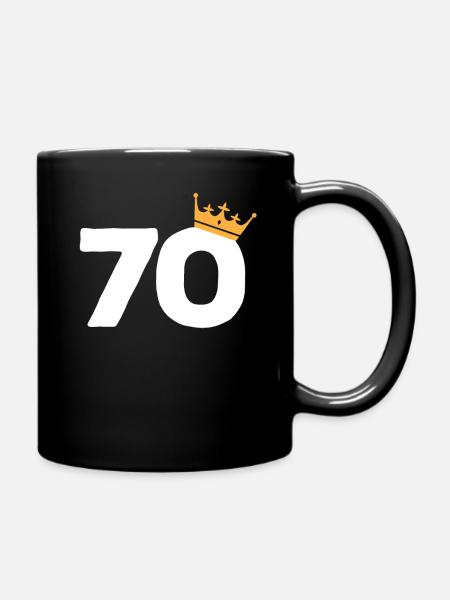70th birthday number crown man woman gift - Full Colour Mug - black