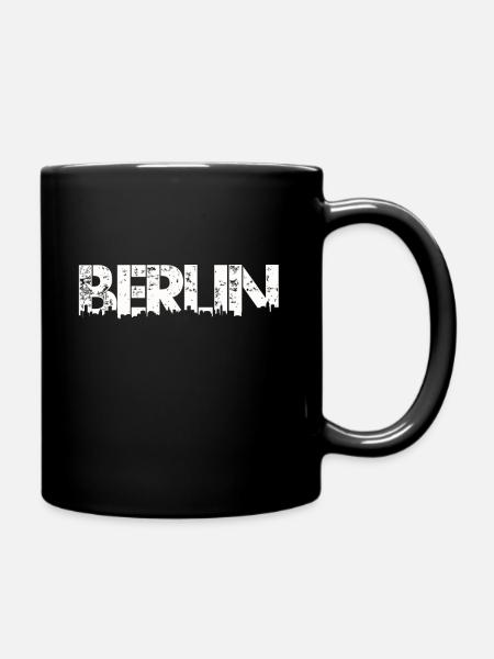 Stadt Berlin Skyline Schriftzug Hauptstadt - Tasse einfarbig - Schwarz