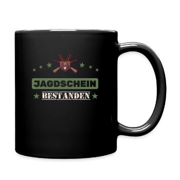 Jagdschein bestanden Geschenk für Jäger - Tasse einfarbig - Schwarz - Rechts