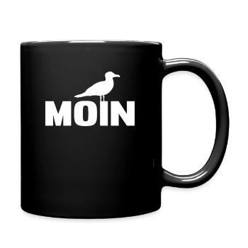 Moin Möwe Möve Nordeutschland Vogel Küste Geschenk - Tasse einfarbig - Schwarz - Rechts