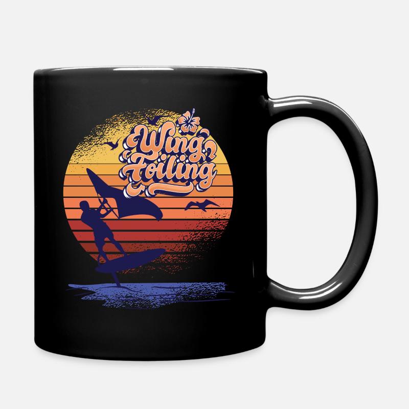 Wing Foiling vintage Surfing Geschenk - Tasse einfarbig - Schwarz