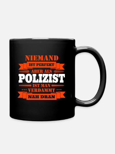 Polizist Polizei - Tasse einfarbig - Schwarz