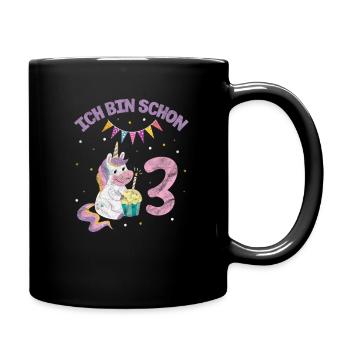 3. Geburtstag Einhorn - Tasse einfarbig - Schwarz - Rechts