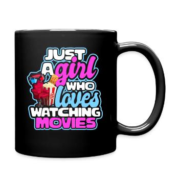 Film Kino Fernsehen Geschenk Filmabend Popcorn - Tasse einfarbig - Schwarz - Rechts