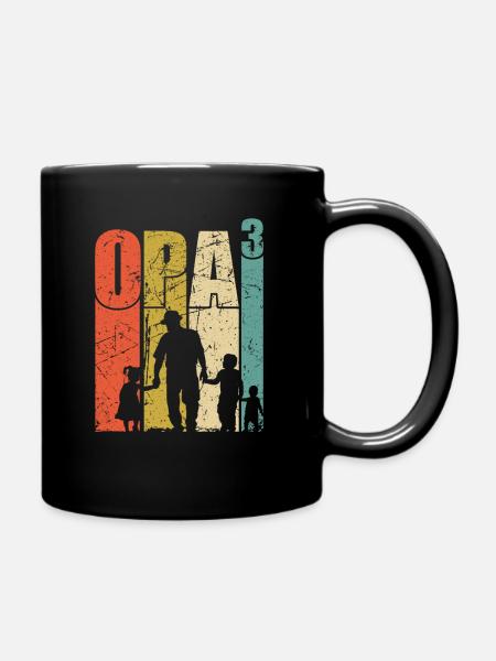 Opa hoch 3 dreifacher Opa werdender Opa Enkel - Tasse einfarbig - Schwarz