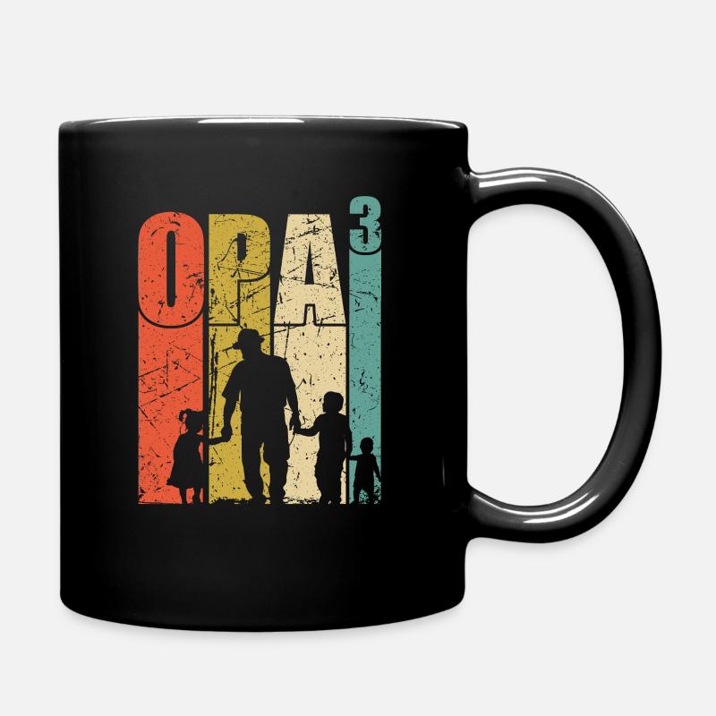 Opa hoch 3 dreifacher Opa werdender Opa Enkel - Tasse einfarbig - Schwarz