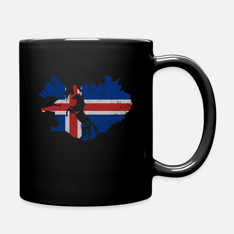 Cheval islandais, drapeau islandais, contour de l'Islande - Mug uni - noir