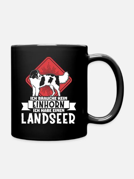 Einhorn Ich habe einen Landseer Hund Hundebesitzer - Tasse einfarbig - Schwarz