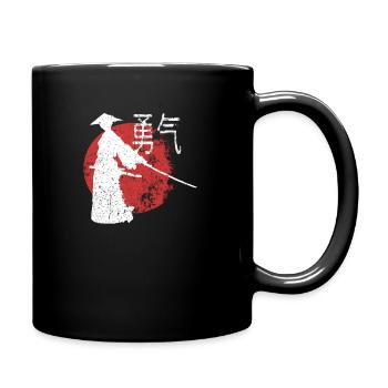 Samurai Ronin im Sonnenuntergang Symbol für Mut - Tasse einfarbig - Schwarz - Rechts