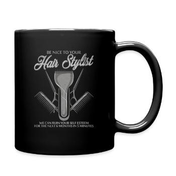 Friseur Haarschnitt - Tasse einfarbig - Schwarz - Rechts