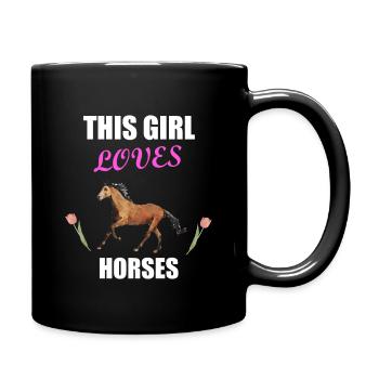 Cheval chevaux cheval disant jeune fille sport équestre - Mug uni - noir - Droite