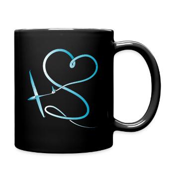 Planeur pilote coeur modèle avion planeur volant - Mug uni - noir - Droite
