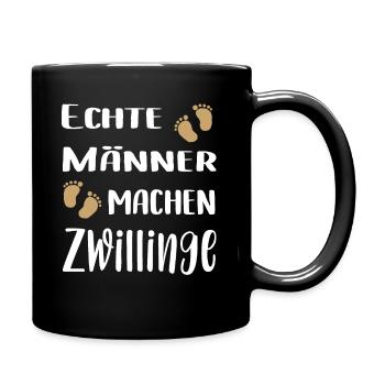 Zwillings Papa | Echte Männer machen Zwillinge - Tasse einfarbig - Schwarz - Rechts
