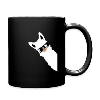 Funny alpaca, llama with sunglasses - Full Colour Mug - black - Right
