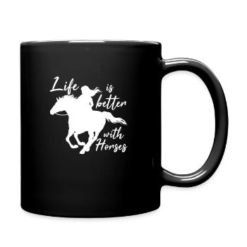 La vie est meilleure avec les chevaux Les chevaux aiment les paroles - Mug uni - noir - Droite