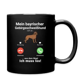 Bayerischer Gebirgsschweisshund Anruf Telefon BGS - Tasse einfarbig - Schwarz - Rechts