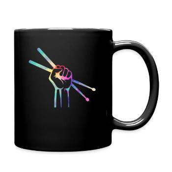 Drum Sticks Bass Schlagzeuger Musik - Tasse einfarbig - Schwarz - Rechts